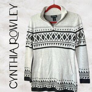 Cynthia Rowley Women Size Small Sweater Full Zip Grey Black
